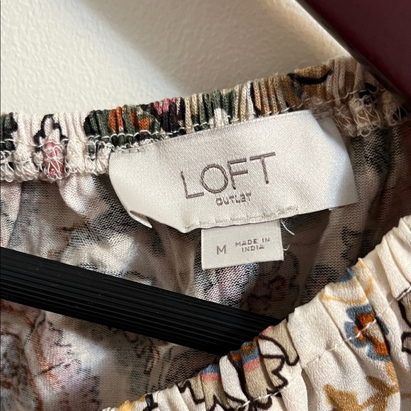 LOFT Floral Sleeveless Blouse - Cream and Brown - Picture 2 of 3